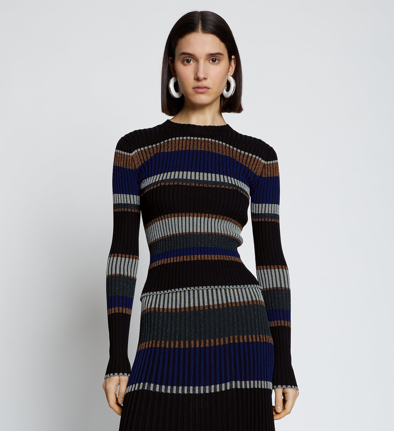 Zig Zag Stripe Knit Top in black | Proenza Schouler