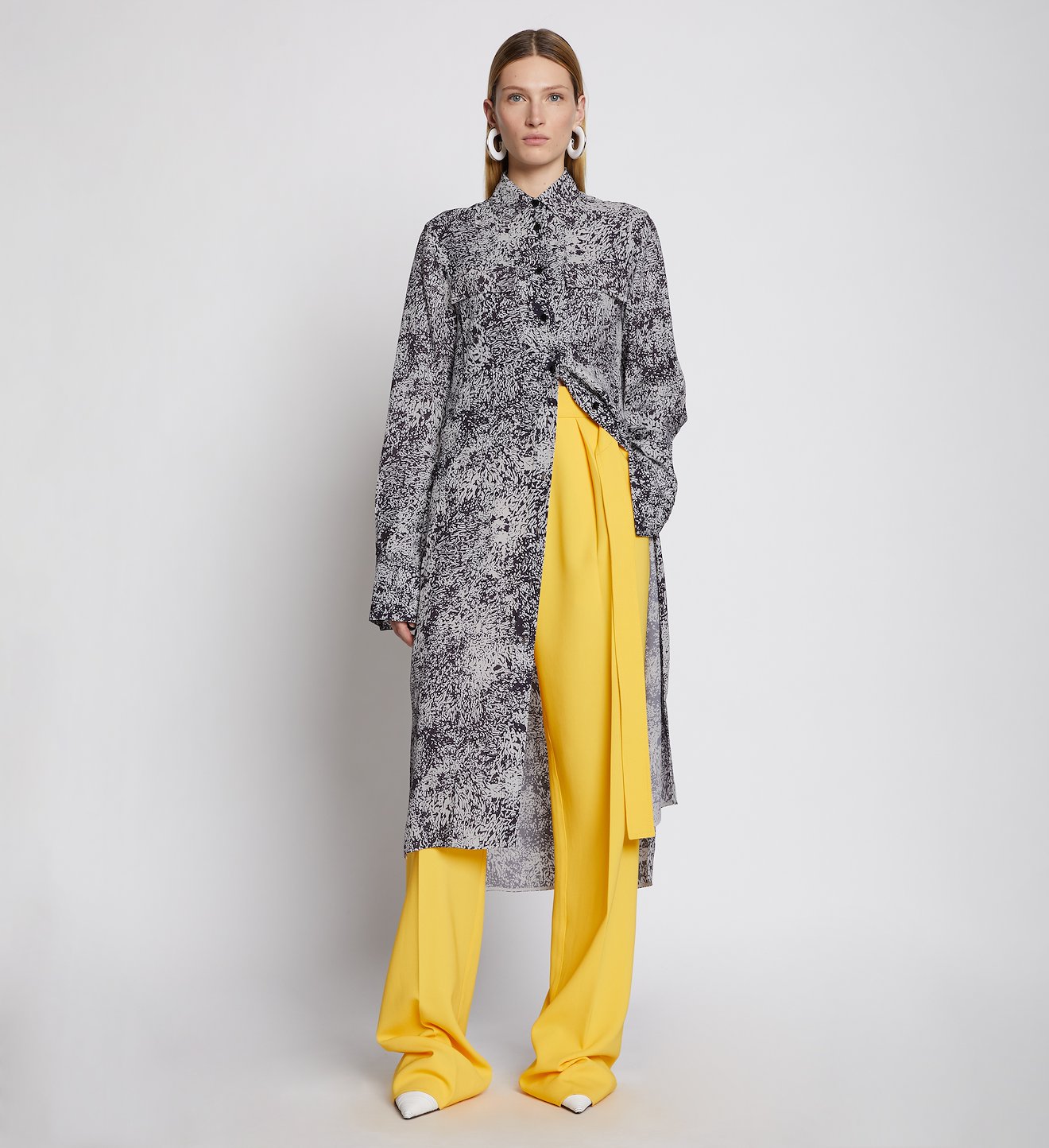 Etched Crepe Shirt Dress