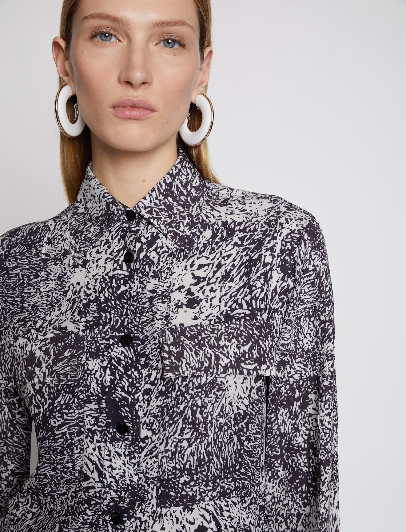 Etched Crepe Shirt Dress #3