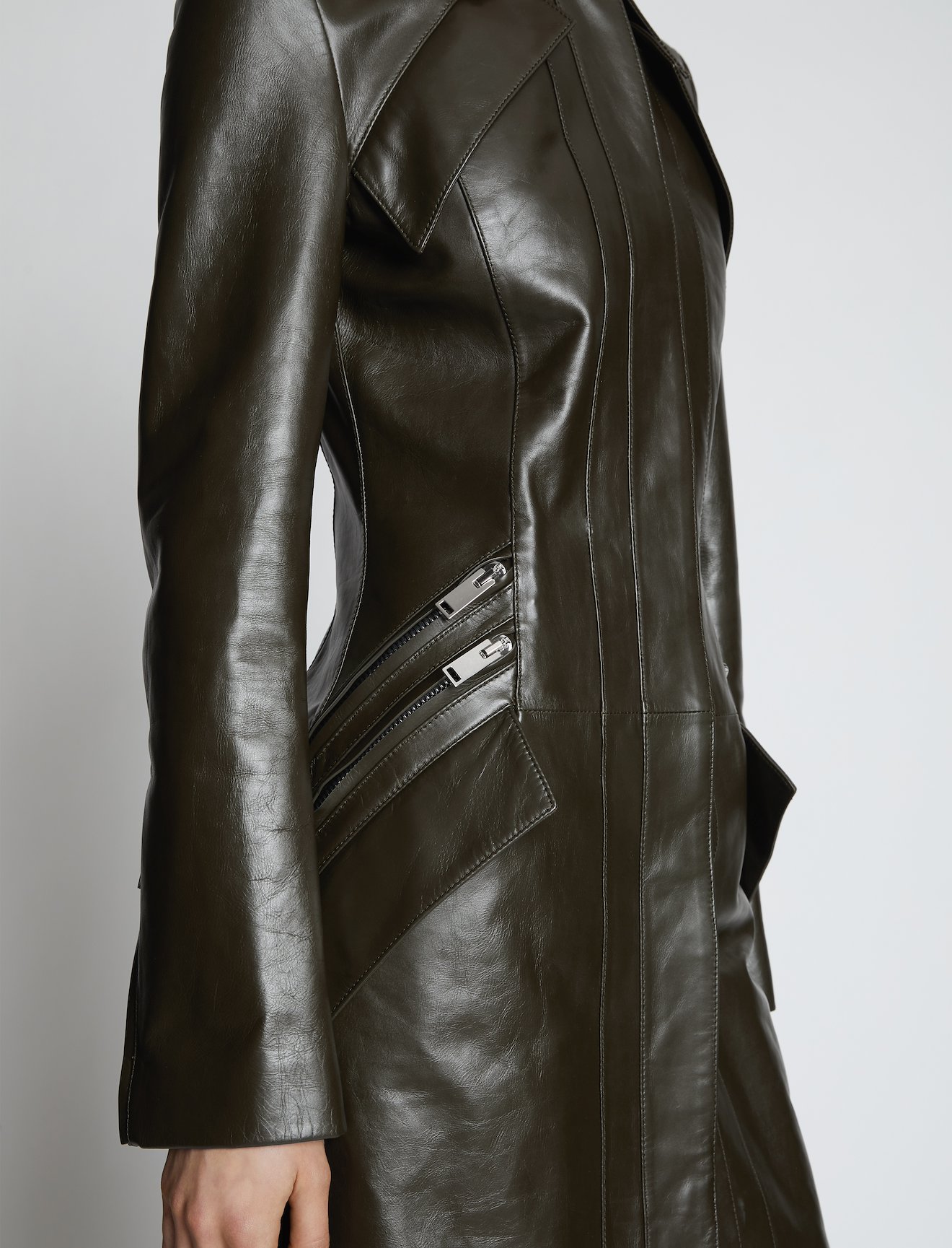 Zip Leather Coat #3