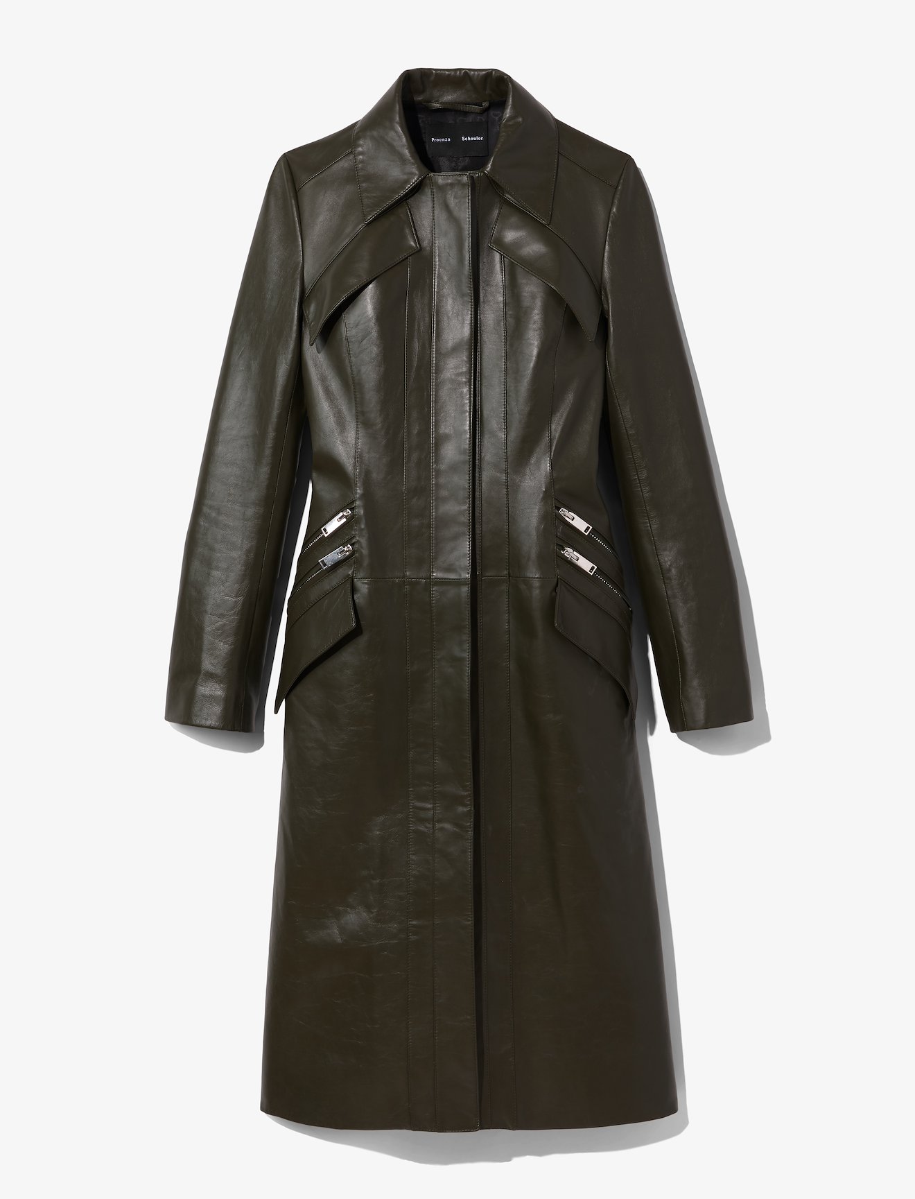 Zip Leather Coat #4