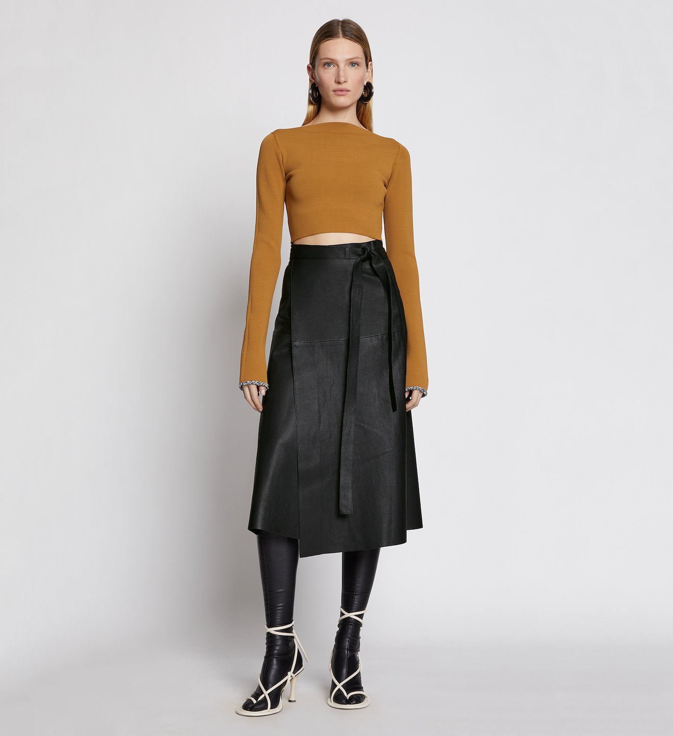 Leather Wrap Skirt in black | Proenza Schouler