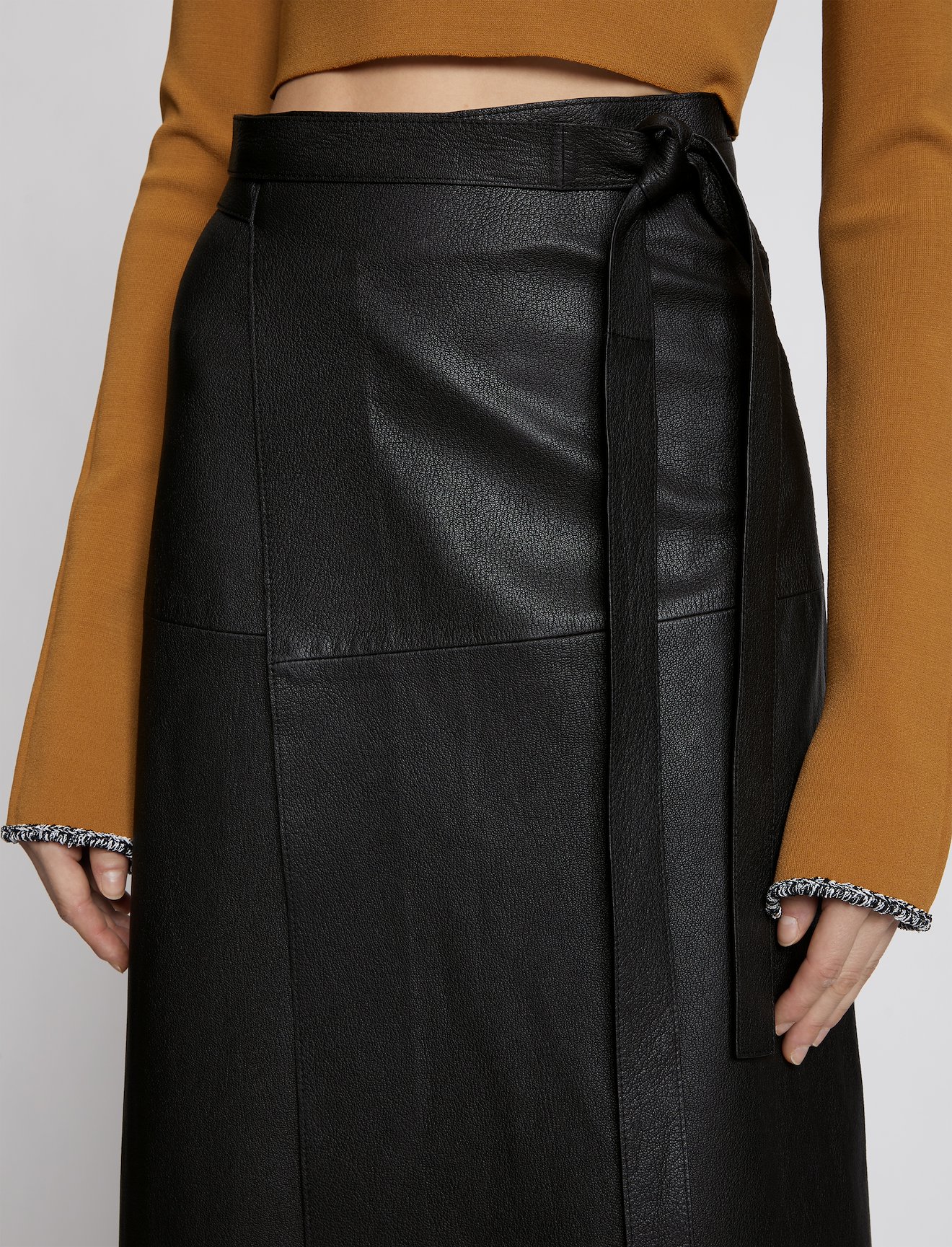 Leather Wrap Skirt in black | Proenza Schouler