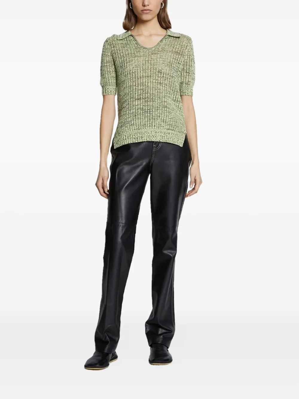 Proenza Schouler White Label U-neck knitted polo top | Knitted Tops | Image 2