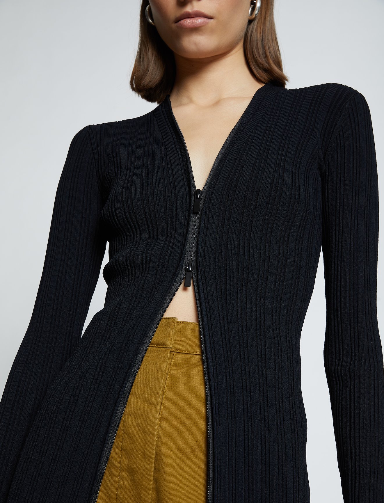 Rib Knit Zip Cardigan #4