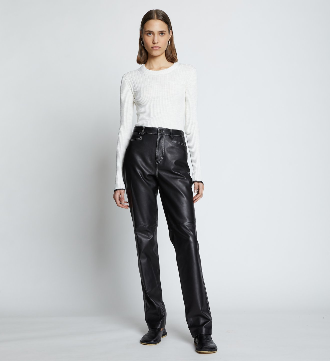 Leather Straight Pants