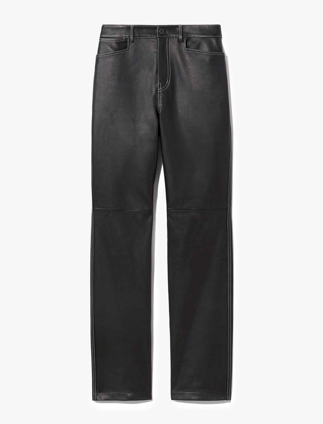 Leather Straight Pants #4