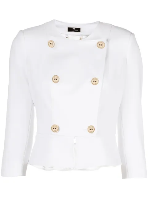 Elisabetta Franchi white cropped double-breasted jacket for women |  GI96811E2 at Farfetch.com