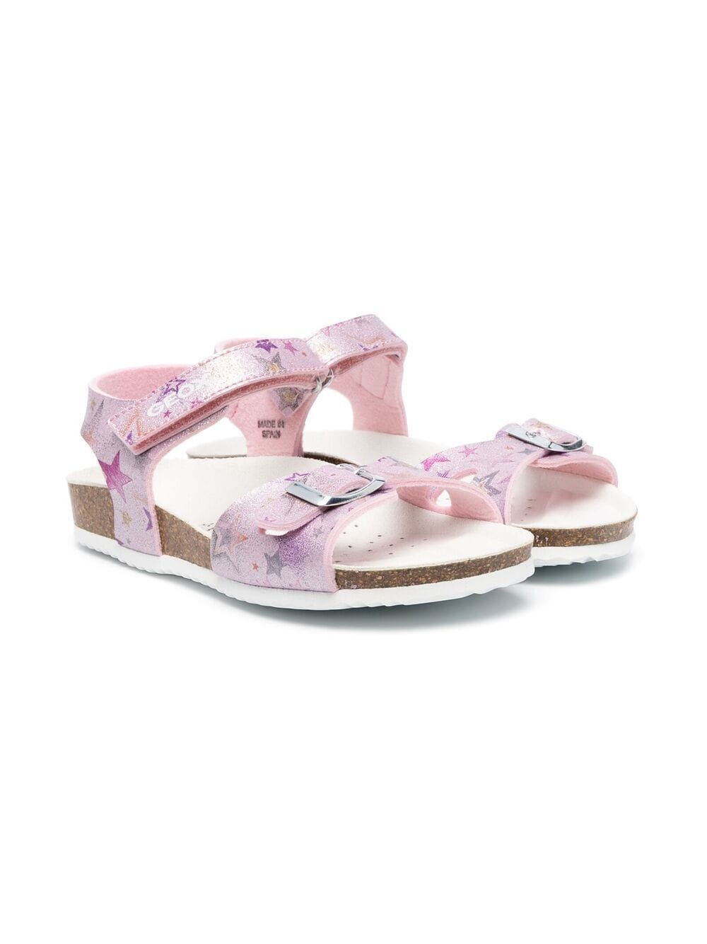 Geox Kids' Adriel Star Print Sandals In Pink