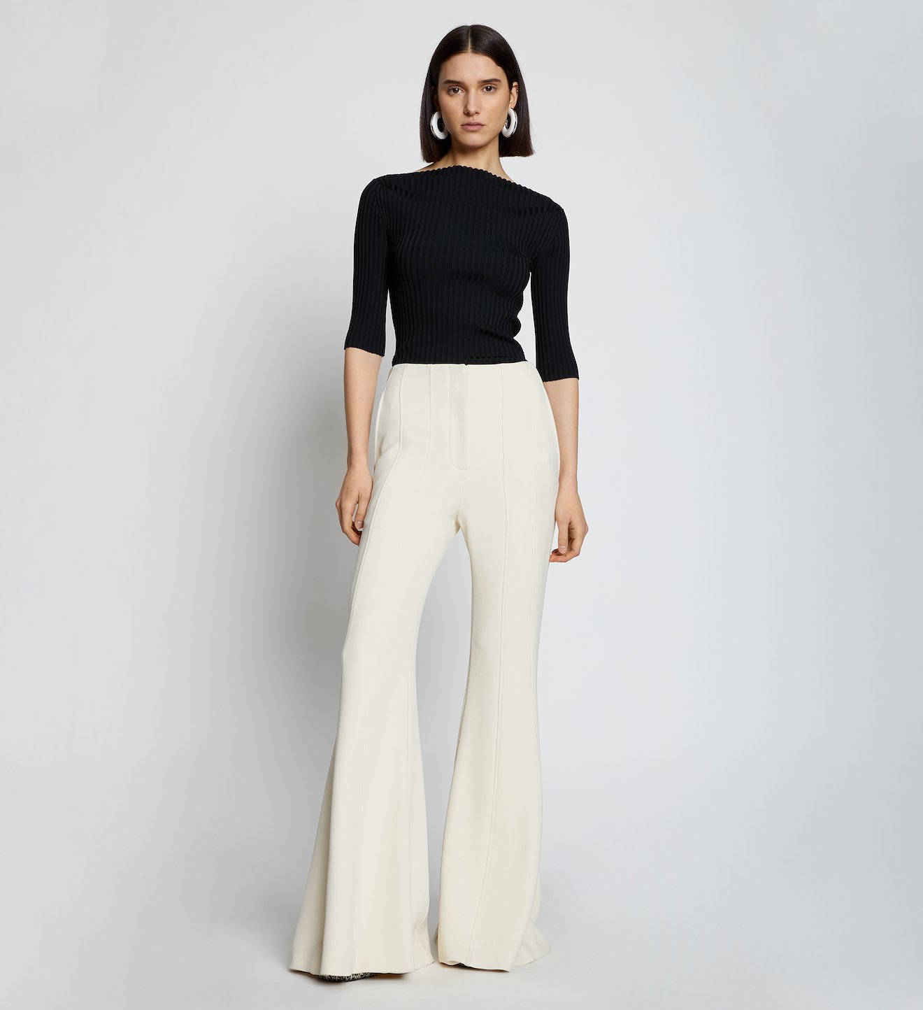 Textured Suiting Flared Pants