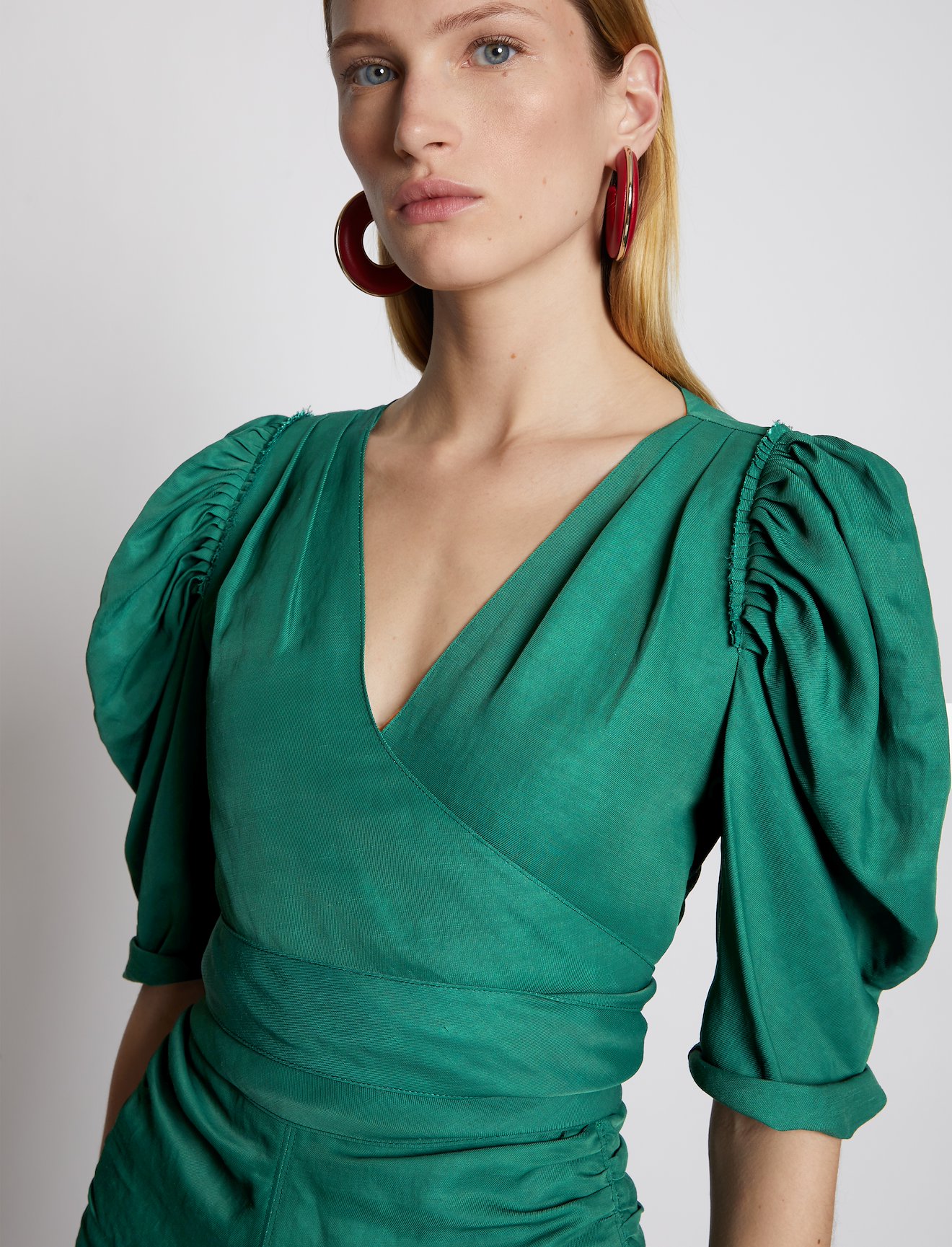 Linen Viscose Shirred Sleeve Top #3