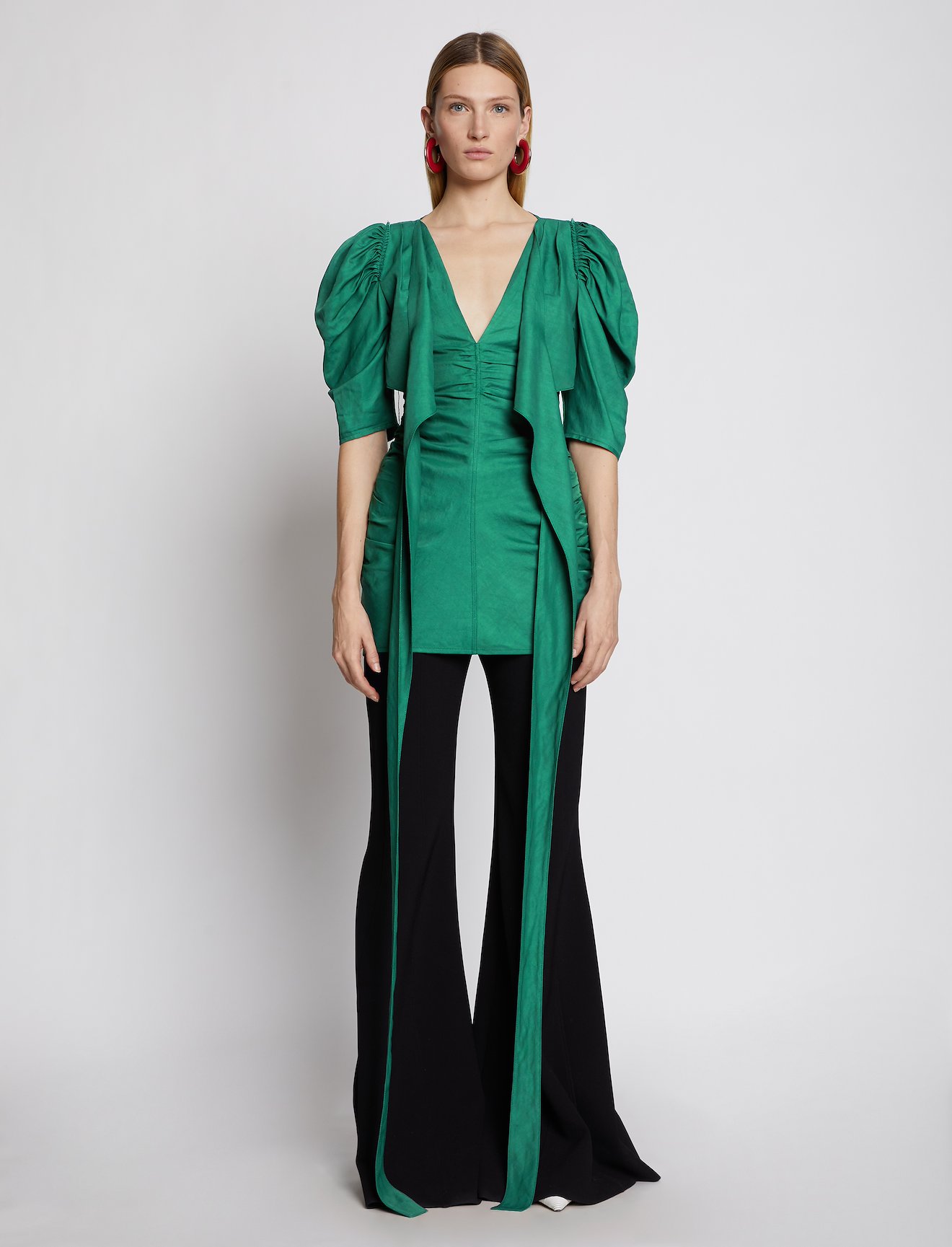 Linen Viscose Shirred Sleeve Top #5