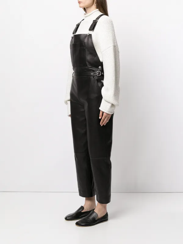 belted nappa leather jumpsuit for women 