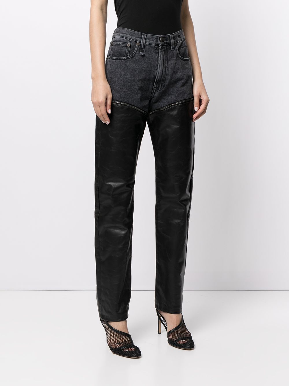 R13 zip-away Leather Panel Jeans - Farfetch
