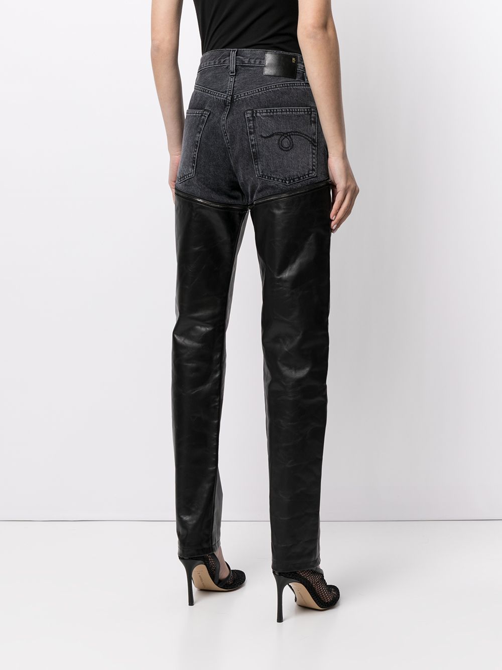 R13 zip-away Leather Panel Jeans - Farfetch