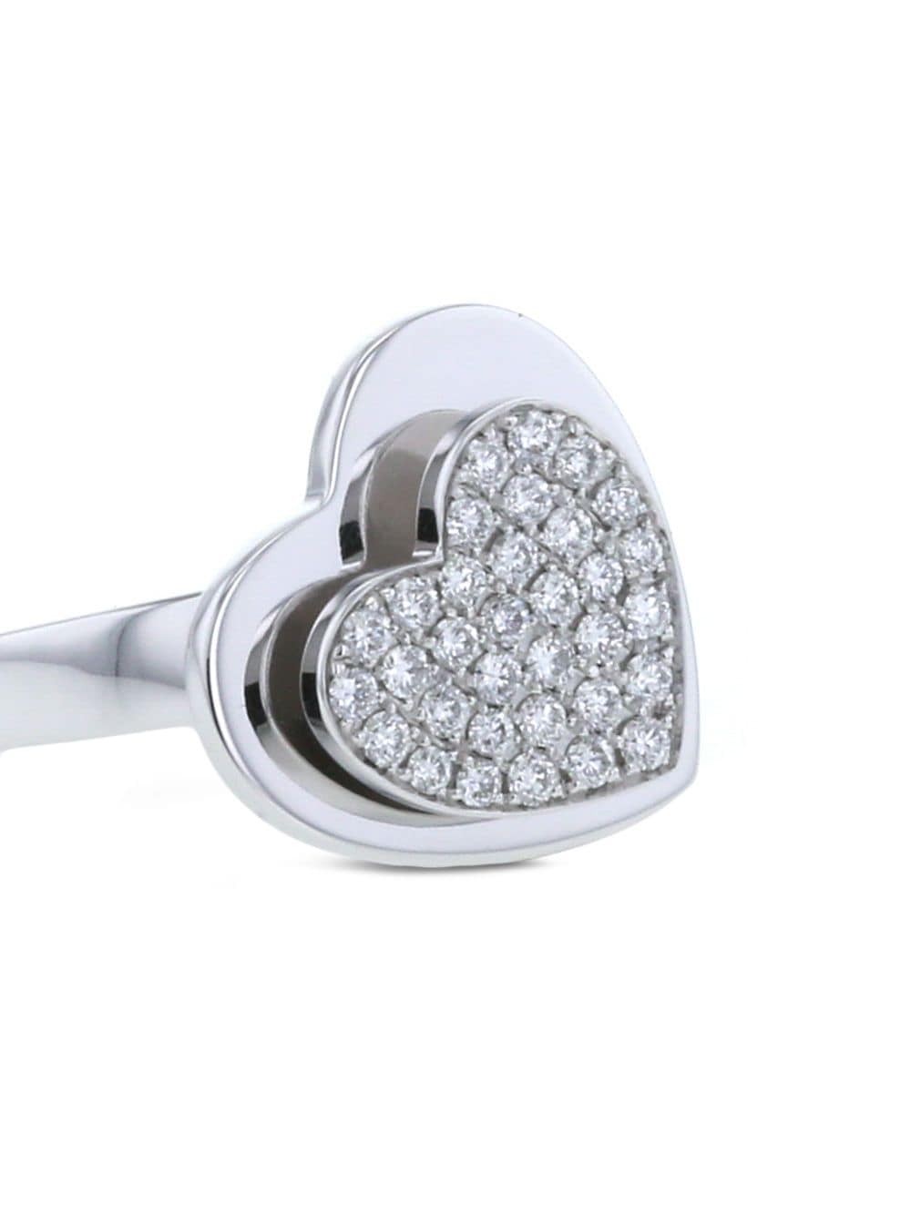 Pre-owned Piaget 2000s  18kt White Gold Diamond Heart Ring In Silver