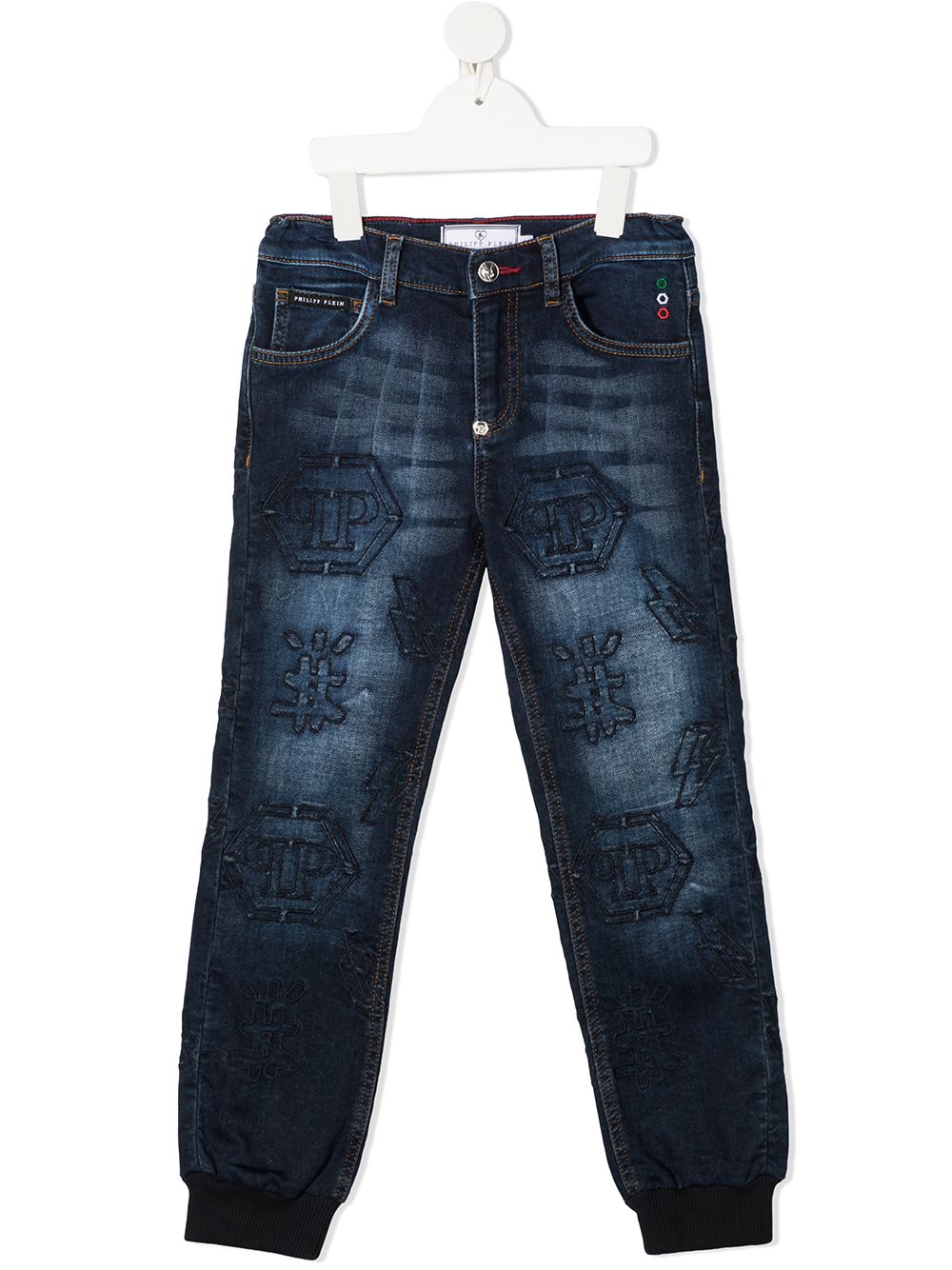 Philipp Plein Junior Kids' Monogram Jogging Trousers In Blue