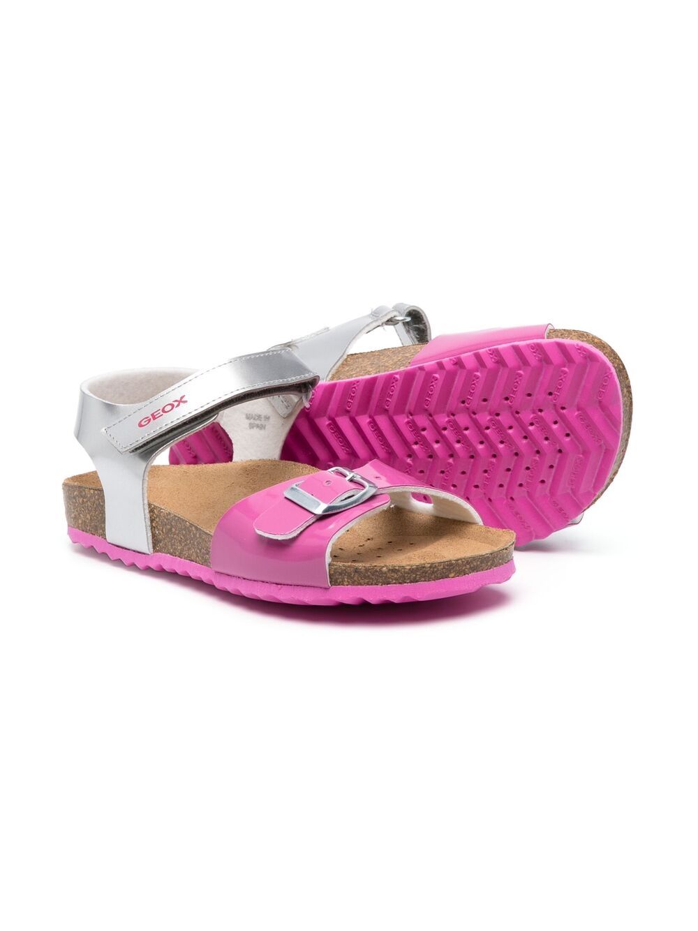 Shop Geox J Adriel Leather Sandals In Pink