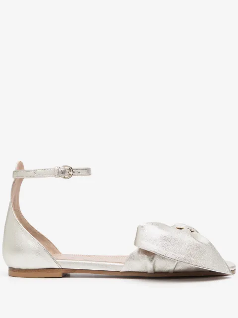 RED(V) bow-detail metallic leather sandals