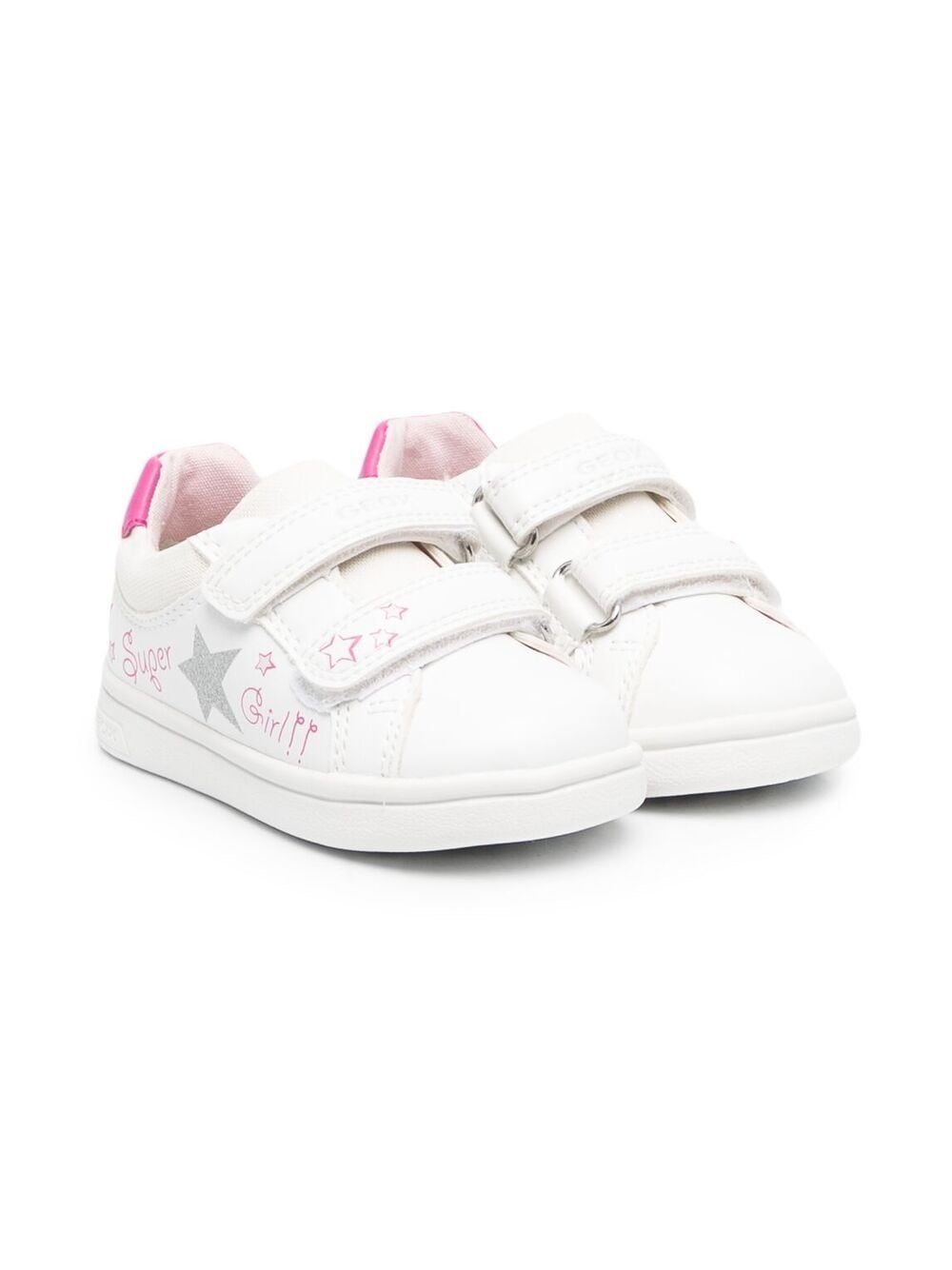 Geox Kids' Star-print Touch-strap Trainers In White