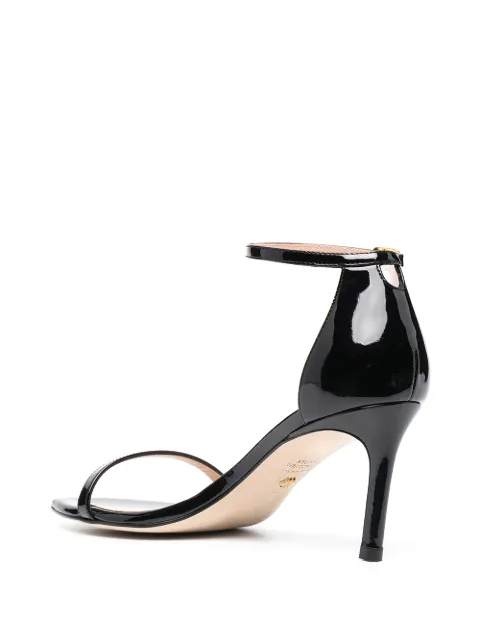 Stuart Weitzman black Amelina patent-leather sandals for women | AMELINA75S0576 at Farfetch.com