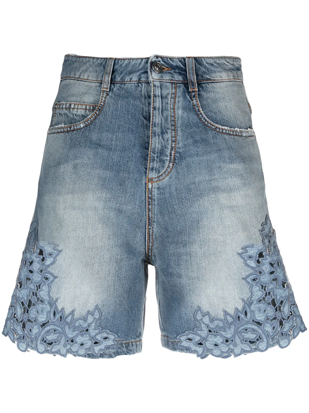 

Ermanno Scervino shorts de mezclilla con ribete bordado - Azul