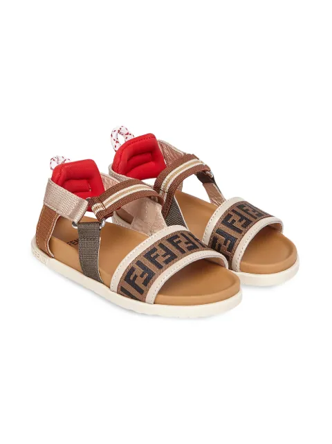 Fendi Kids logo-print touch-strap sandals