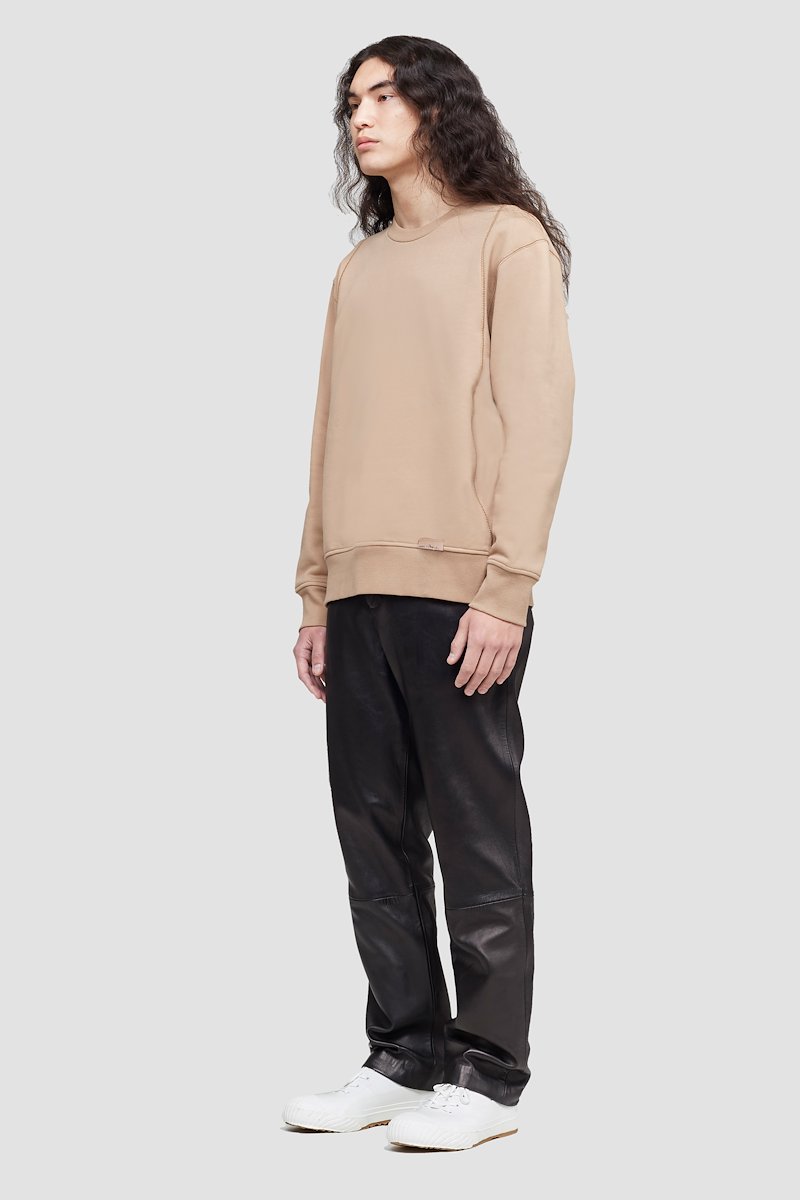 The Everyday Crew Sweatshirt, Camel brown cotton logo-patch detail sweatshirt from 3.1 PHILLIP LIM featuring logo patch to the front, ribbed detailing, crew neck, long sleeves and straight hem.- 2