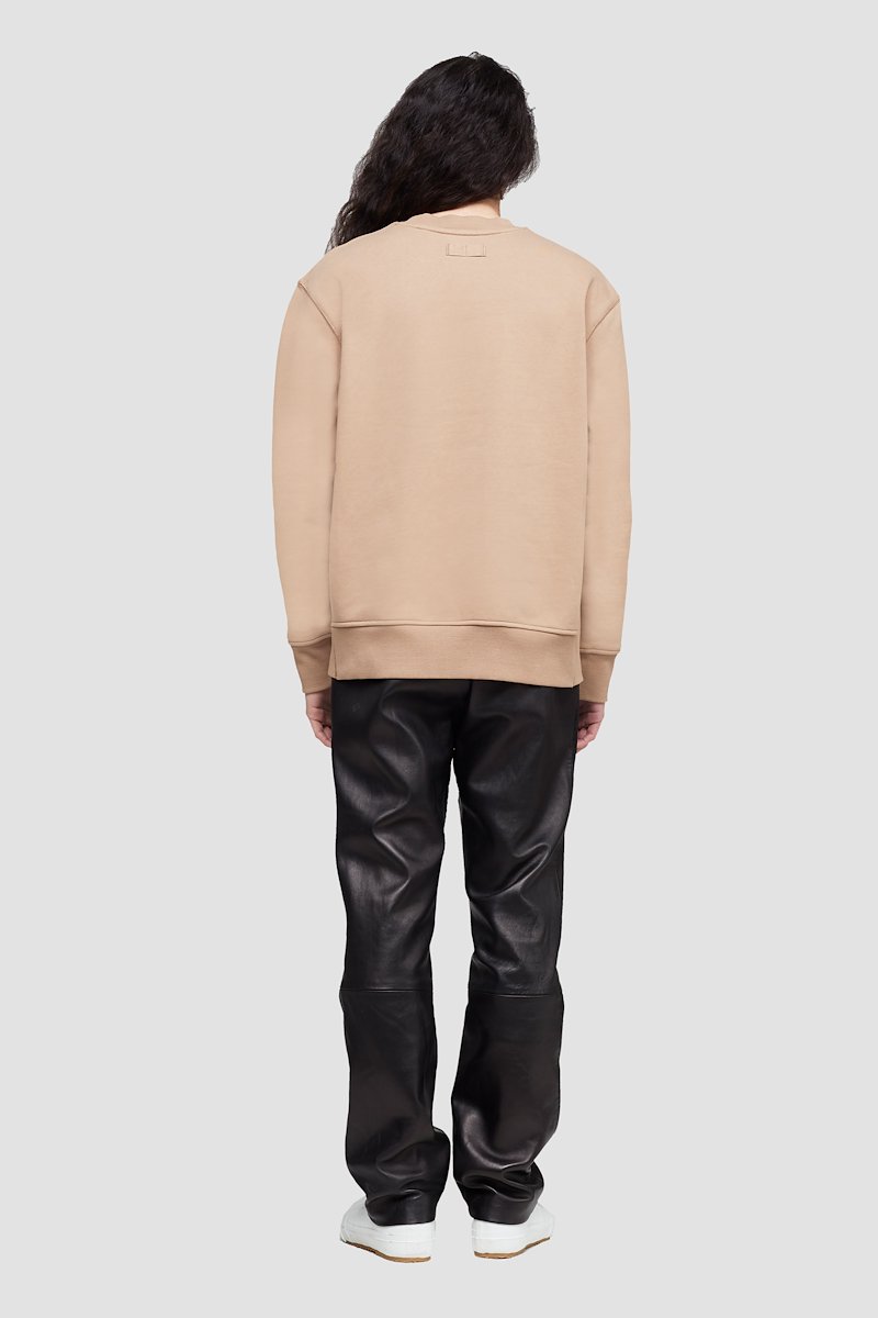 The Everyday Crew Sweatshirt-neutrals #0 The Everyday Crew Sweatshirt, Camel brown cotton logo-patch detail sweatshirt from 3.1 PHILLIP LIM featuring logo patch to the front, ribbed detailing, crew neck, long sleeves and straight hem.- 4