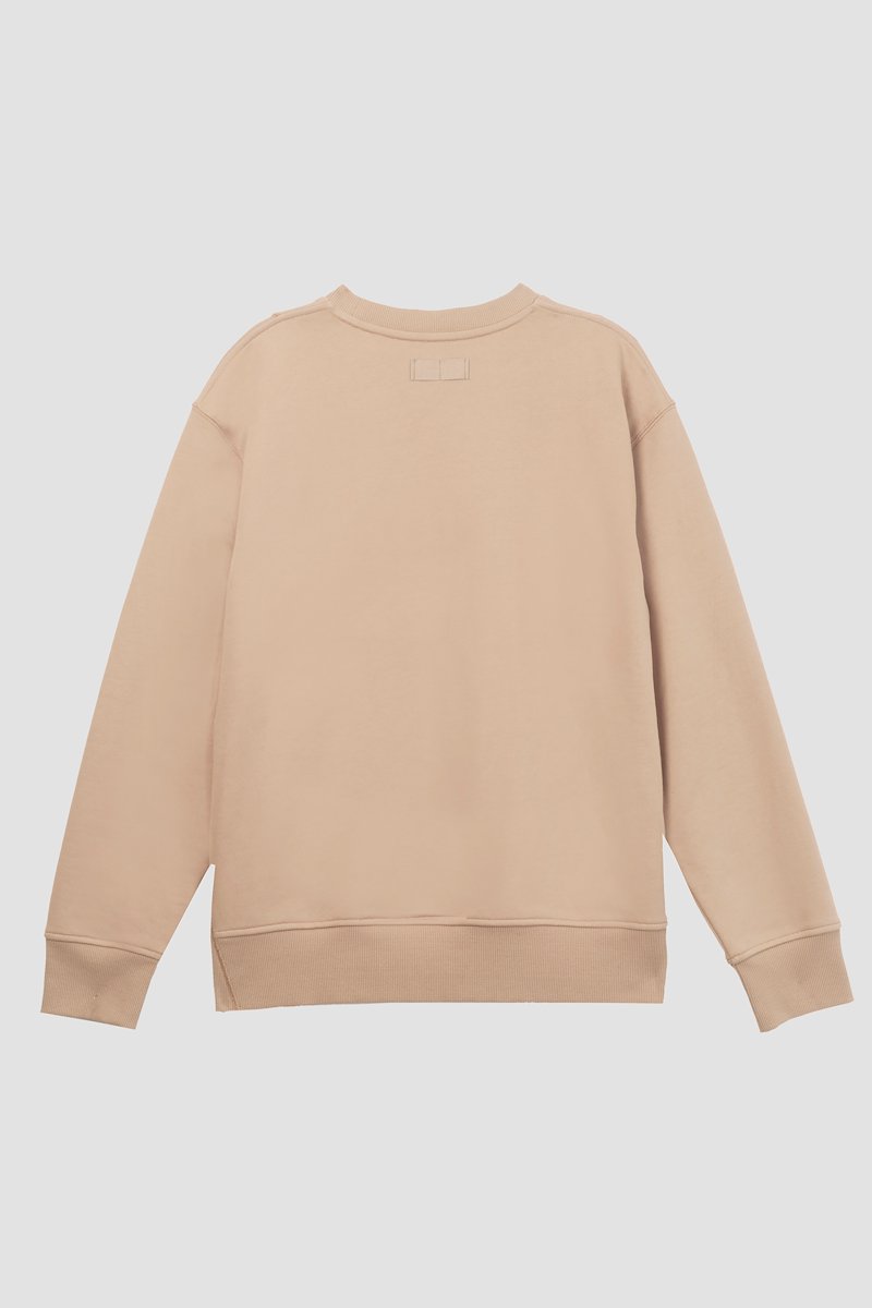 The Everyday Crew Sweatshirt-neutrals #1 The Everyday Crew Sweatshirt, Camel brown cotton logo-patch detail sweatshirt from 3.1 PHILLIP LIM featuring logo patch to the front, ribbed detailing, crew neck, long sleeves and straight hem.- 7