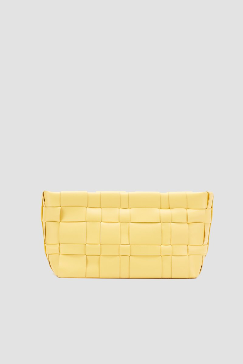 Odita Lattice Pouch-yellow #0 Odita Lattice Pouch, Going somewhere? Make sure to take with you this sunshine-yellow Odita calf leather clutch bag from 3.1 Phillip Lim then. It won't fail you no matter where you're going. Featuring woven leather effect, a top zip closure, a chain link strap and a main internal compartment. - 4