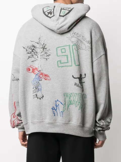 rhude doodle moletom com capuz