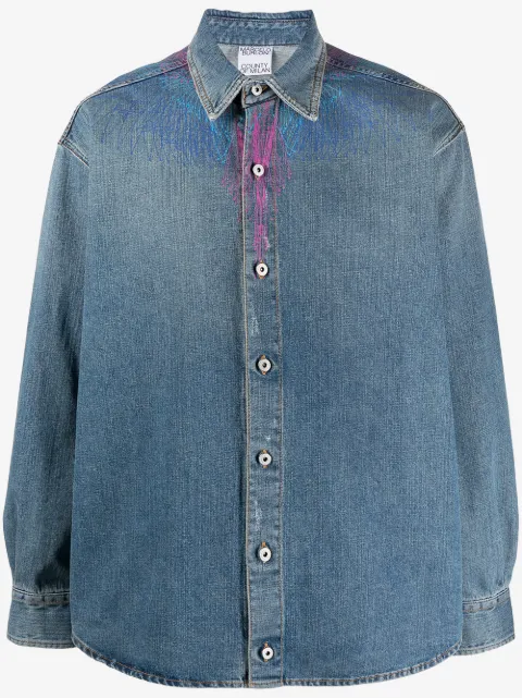 COUNTY OF MILAN Wings print denim shirt