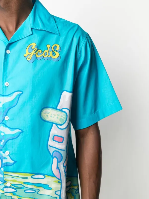 Gcds Rick and Morty camp collar shirt 