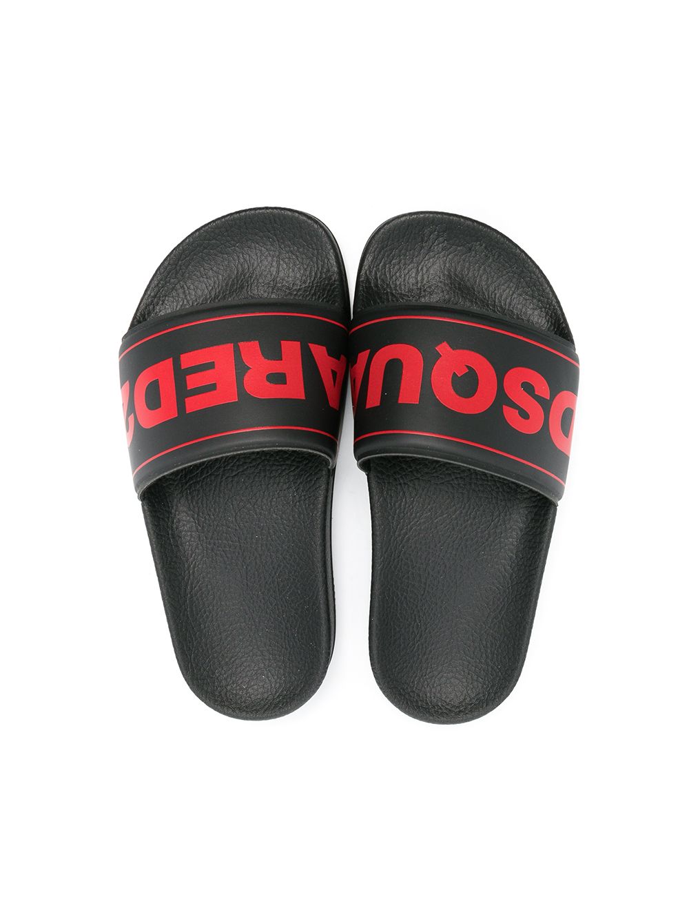 Shop Dsquared2 Logo Print Slides In Black