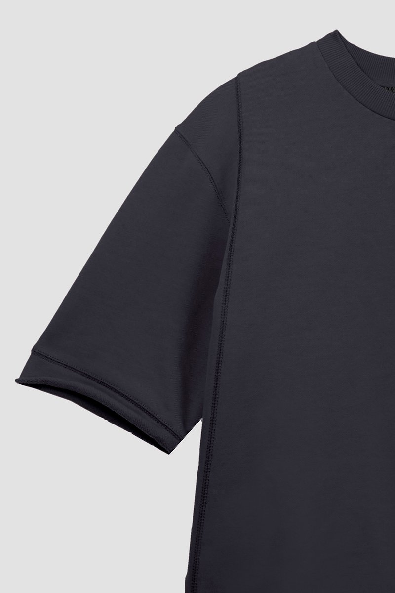 The Everyday Short Sleeve Crew Sweatshirt-black #1 The Everyday Short Sleeve Crew Sweatshirt, Black cotton logo patch detail sweatshirt from 3.1 PHILLIP LIM featuring logo patch to the front, ribbed detailing, crew neck, short sleeves and straight hem.- 7