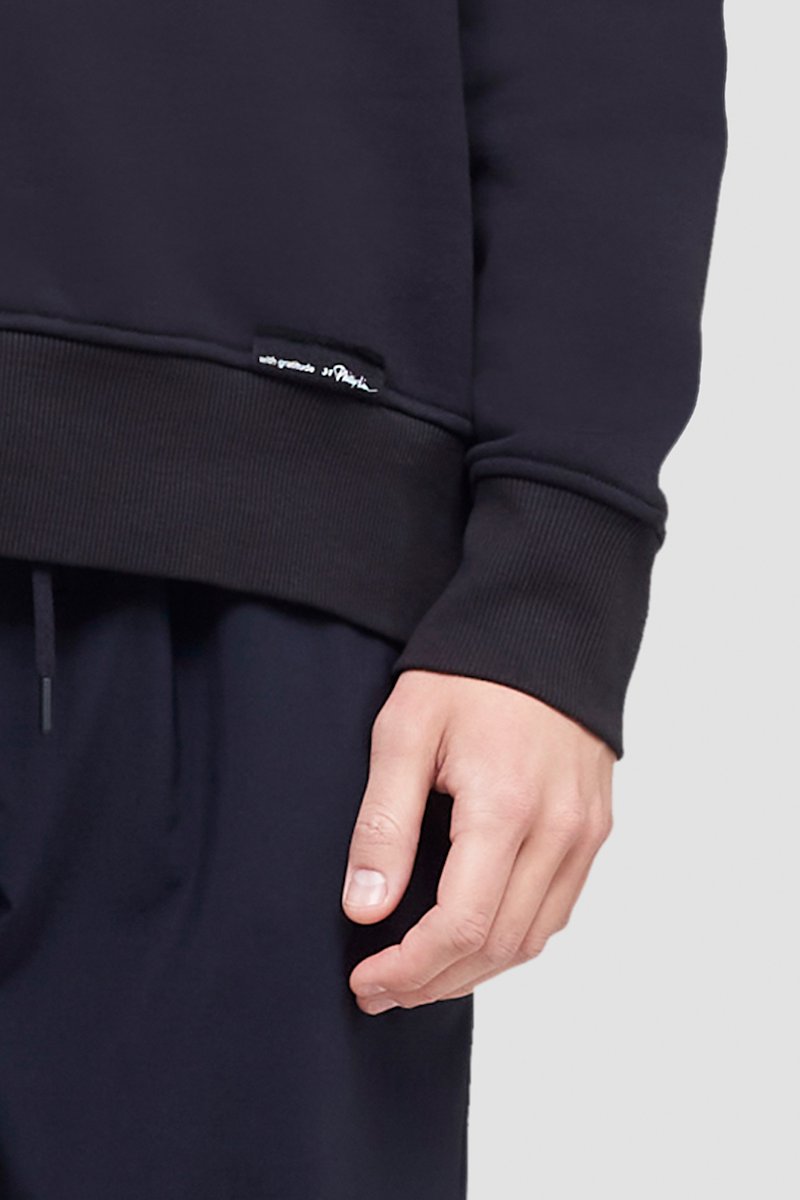The Everyday Crew Sweatshirt-black #1 The Everyday Crew Sweatshirt, Black cotton logo patch detail sweatshirt from 3.1 PHILLIP LIM featuring logo patch to the front, ribbed detailing, crew neck, long sleeves and straight hem.- 5