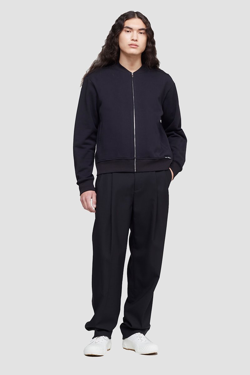 The Everyday Bomber-black #0 The Everyday Bomber, Black cotton zipped-up bomber jacket from 3.1 PHILLIP LIM featuring ribbed detailing, logo patch to the front, band collar, front zip fastening, long sleeves and two side welt pockets.- 4