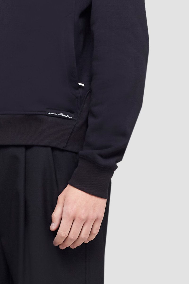 The Everyday Bomber-black #0 The Everyday Bomber, Black cotton zipped-up bomber jacket from 3.1 PHILLIP LIM featuring ribbed detailing, logo patch to the front, band collar, front zip fastening, long sleeves and two side welt pockets.- 6