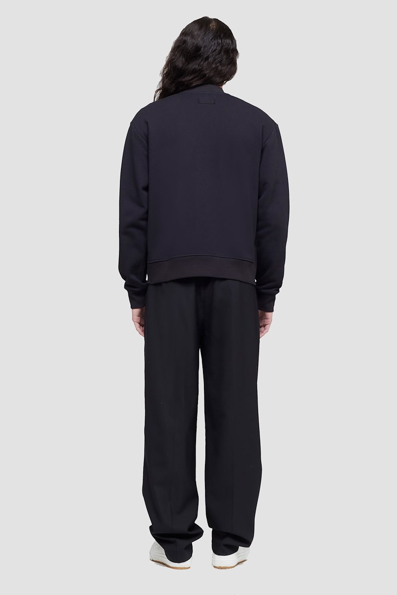 The Everyday Bomber-black #1 The Everyday Bomber, Black cotton zipped-up bomber jacket from 3.1 PHILLIP LIM featuring ribbed detailing, logo patch to the front, band collar, front zip fastening, long sleeves and two side welt pockets.- 5
