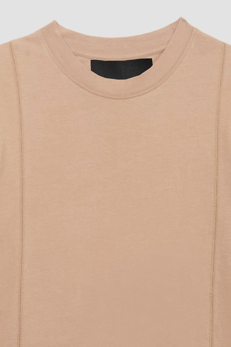 The Long Sleeve Essential Tee-neutrals #1 The Long Sleeve Essential Tee, Camel brown cotton logo-patch detail T-shirt from 3.1 PHILLIP LIM featuring tonal stitching, logo patch to the front, round neck, long sleeves and straight hem.- 7