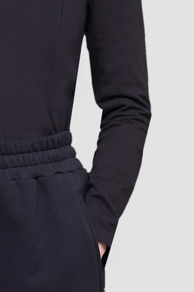 The Long Sleeve Essential Tee-black #0 The Long Sleeve Essential Tee, Black cotton logo-patch detail T-shirt from 3.1 PHILLIP LIM featuring tonal stitching, exposed-seam detailing, logo patch to the front, round neck, long sleeves and straight hem.- 4