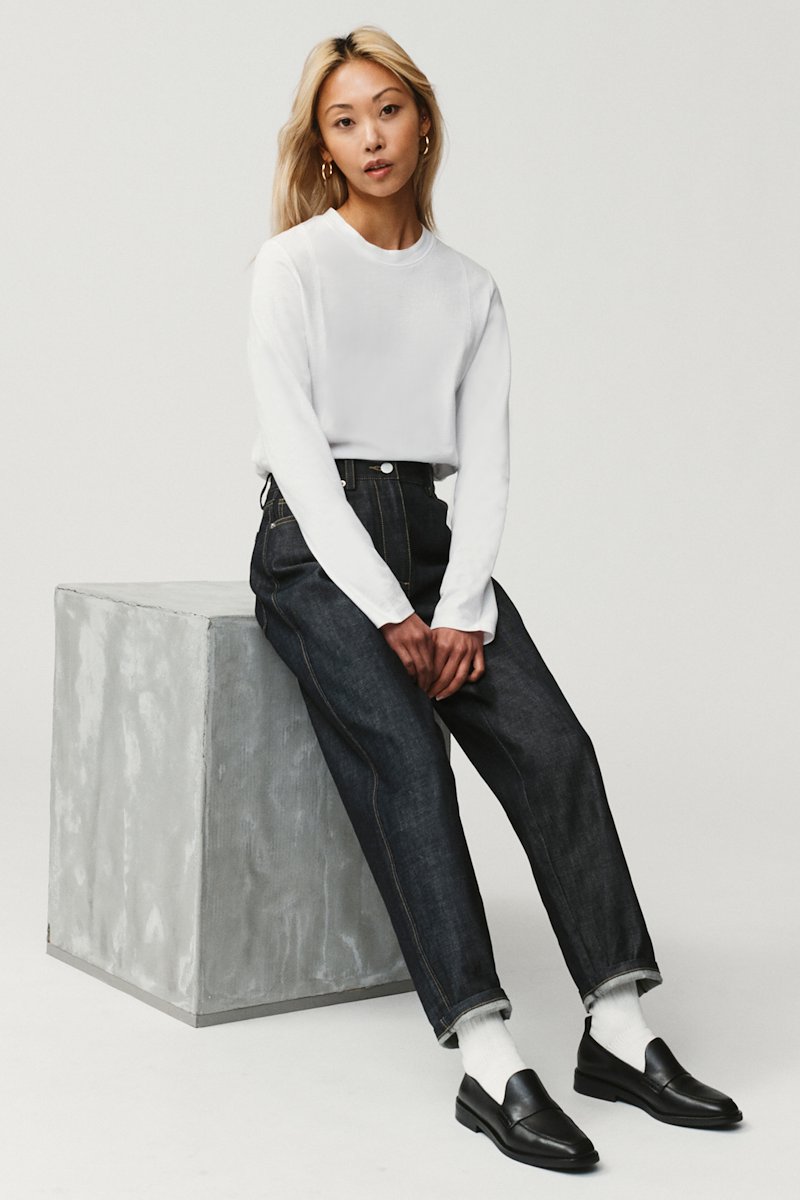 The Long Sleeve Essential Tee-white #1 The Long Sleeve Essential Tee, White cotton basic long-sleeve T-shirt from 3.1 PHILLIP LIM featuring jersey knit, logo patch to the side, crew neck, long sleeves and straight hem.- 1