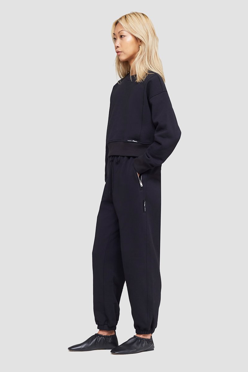 The Everyday Crew Sweatshirt-black #0 The Everyday Crew Sweatshirt, Black cotton logo-patch detail sweatshirt from 3.1 PHILLIP LIM featuring logo patch to the side, ribbed detailing, drop shoulder, crew neck, long sleeves and straight hem.- 2