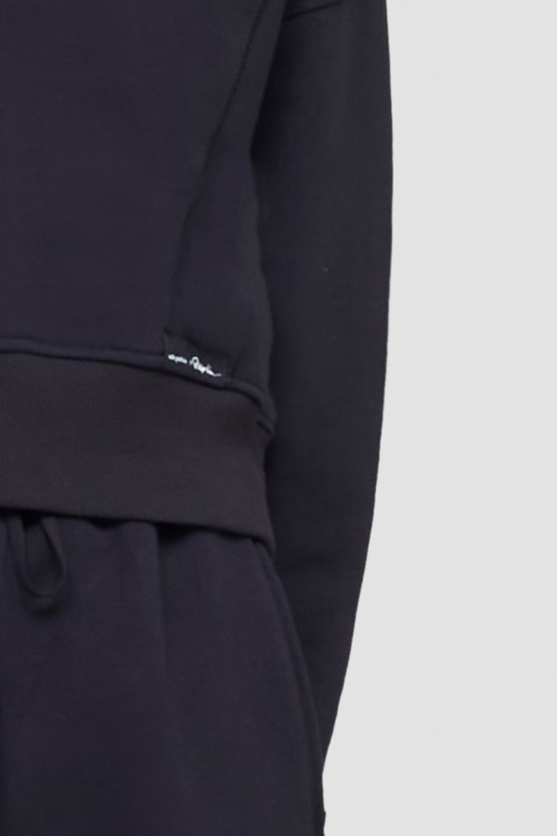 The Everyday Crew Sweatshirt-black #0 The Everyday Crew Sweatshirt, Black cotton logo-patch detail sweatshirt from 3.1 PHILLIP LIM featuring logo patch to the side, ribbed detailing, drop shoulder, crew neck, long sleeves and straight hem.- 4
