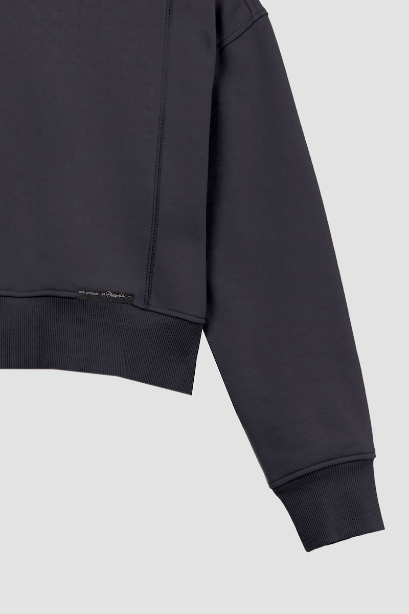 The Everyday Crew Sweatshirt-black #1 The Everyday Crew Sweatshirt, Black cotton logo-patch detail sweatshirt from 3.1 PHILLIP LIM featuring logo patch to the side, ribbed detailing, drop shoulder, crew neck, long sleeves and straight hem.- 7