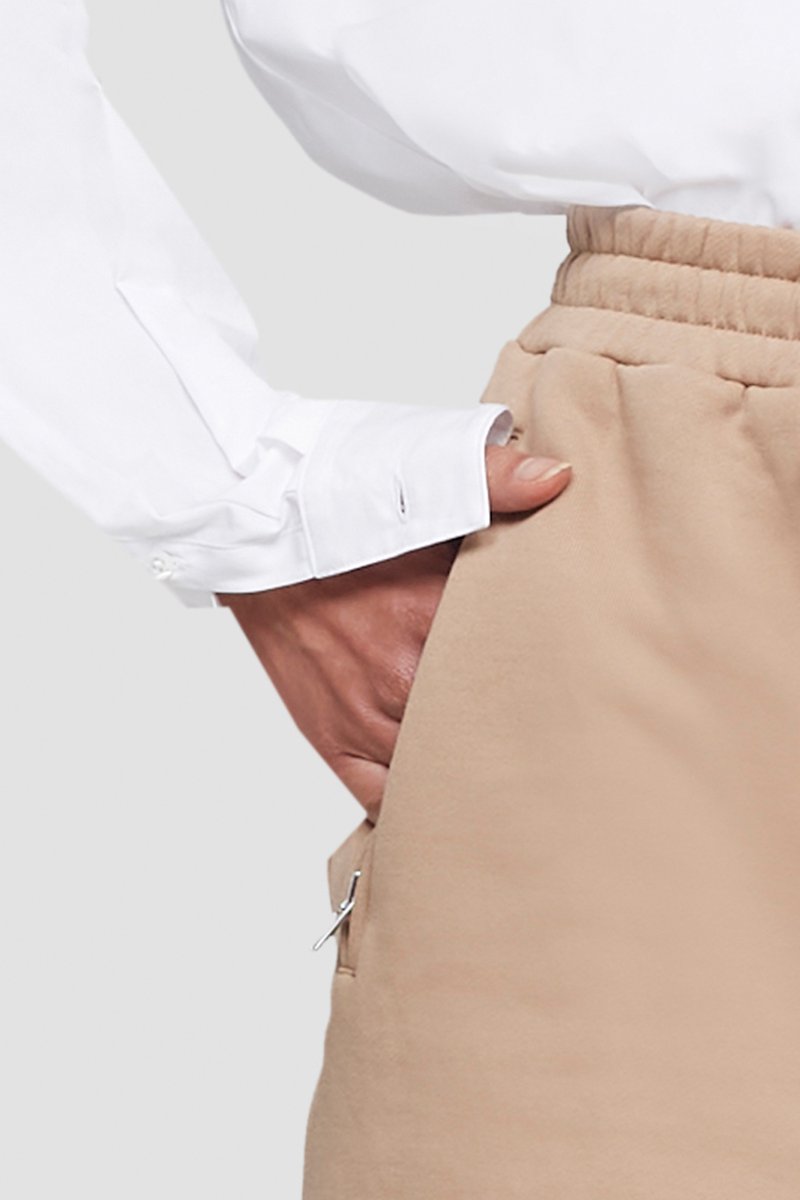 The Everyday Short-neutrals #0 The Everyday Short, Camel-brown cotton Everyday rolled cotton shorts from 3.1 PHILLIP LIM featuring logo patch to the side, elasticated drawstring waistband, two side slash pockets and rolled cuffs.- 4