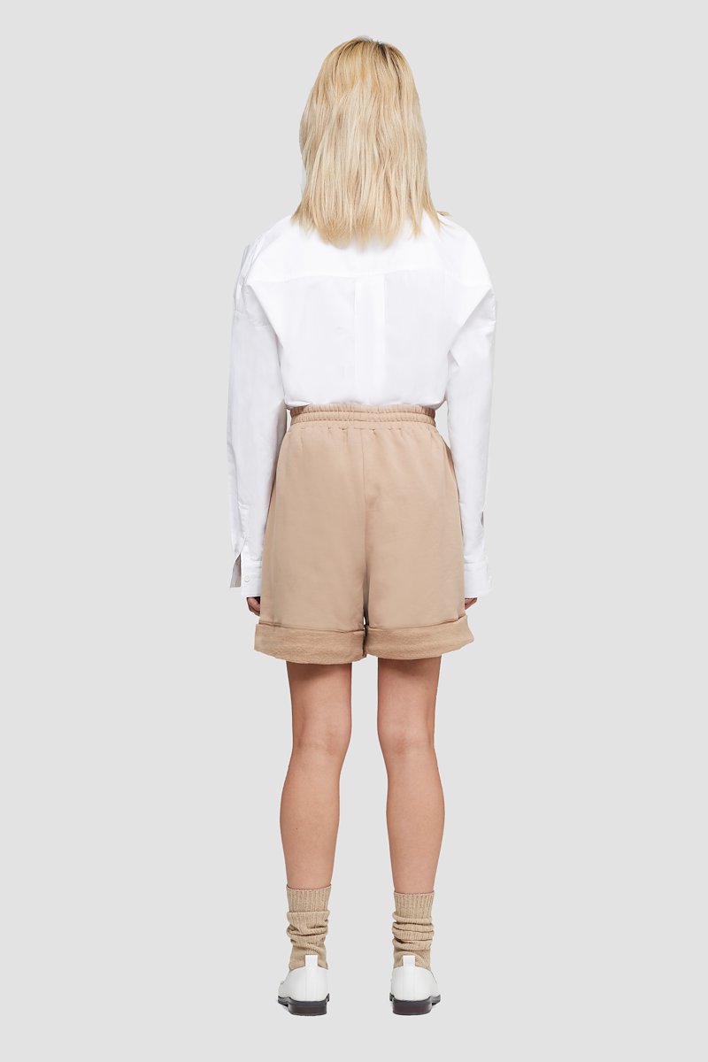 The Everyday Short-neutrals #1 The Everyday Short, Camel-brown cotton Everyday rolled cotton shorts from 3.1 PHILLIP LIM featuring logo patch to the side, elasticated drawstring waistband, two side slash pockets and rolled cuffs.- 3