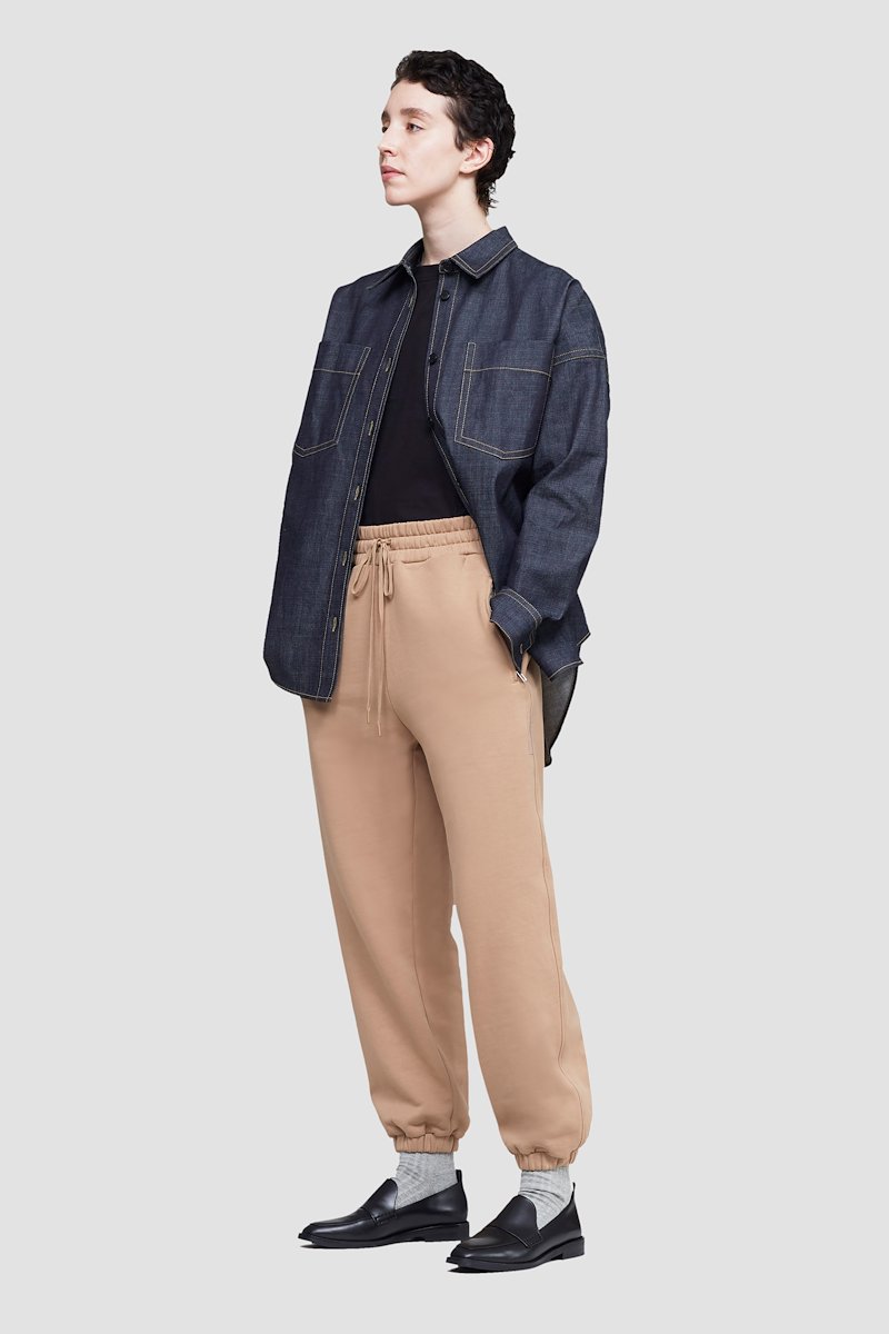 The Everyday Sweatpant-neutrals #0 The Everyday Sweatpant, Beige cotton drawstring-waist track pants from 3.1 PHILLIP LIM featuring jersey fleece, logo patch to the side, elasticated ankles, elasticated drawstring waistband and two side zip-fastening pockets.- 2