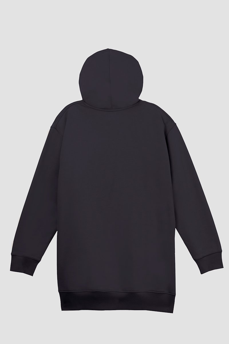 The Live-In Sweat Dress-black #1 The Live-In Sweat Dress, Black cotton drawstring-hood sweatshirt dress from 3.1 PHILLIP LIM featuring jersey fleece, logo patch to the front, ribbed detailing, drawstring hood, long sleeves and side two-way zip fastening.- 7